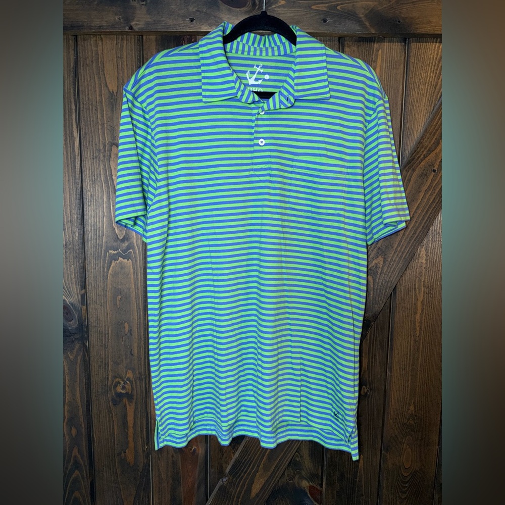 Classic Striped Polo Shirt in Green and Blue
